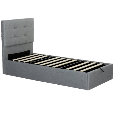 HOMCOM Single Ottoman Bed with Gas Lift Storage Grey