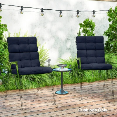 Outsunny 2-Piece Patio Chair Cushions Set with Ties Dark Blue