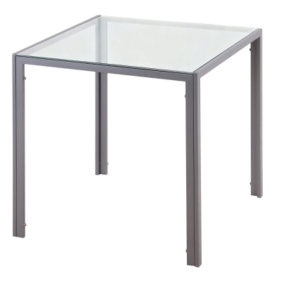HOMCOM Table Carrée Cuisine Verre Compact Gris