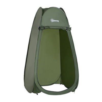 Outsunny Pop-up Shower Tent Portable Folding Toilet Tent UV-resistant with Carry Bag for Beach, Fishing, Hiking, Bathing, Outdoors, Green