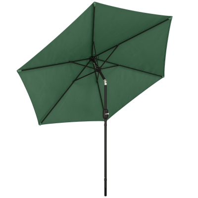 Outsunny Garden Parasol Aluminium Tilt Crank Dark Green 2.6m