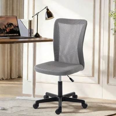 Vinsetto Mesh Office Chair Adjustable Swivel Armless Grey