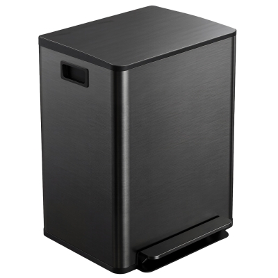 HOMCOM Poubelle Cuisine 2x30L Inox Fermeture Douce Argent