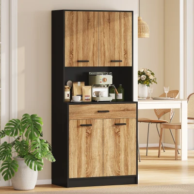 HOMCOM Buffet Cuisine 4 Portes 1 Tiroir 80x40x180 cm
