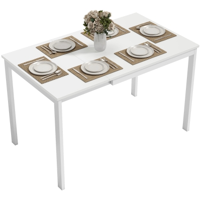 HOMCOM Table Extensible 80-120cm 4-6 Pers Blanc Cuisine