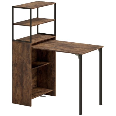 HOMCOM Folding Work Table with Shelf Brown/Black