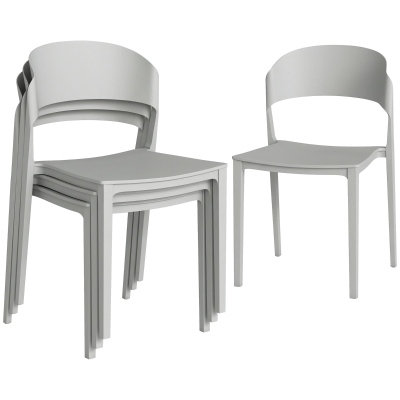 Outsunny Set di Sedie da Giardino Impilabili, Grigio Chiaro