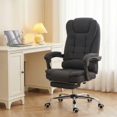 Vinsetto Fauteuil Bureau Massant Chauffant Réglable Lin Noir