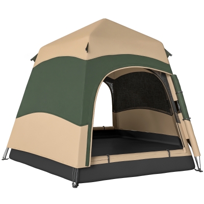 Outsunny Pop-Up Camping Tent Portable with Groundsheet Khaki