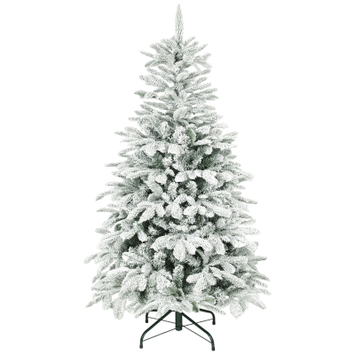 HOMCOM 5ft Flocked Christmas Tree with Metal Stand