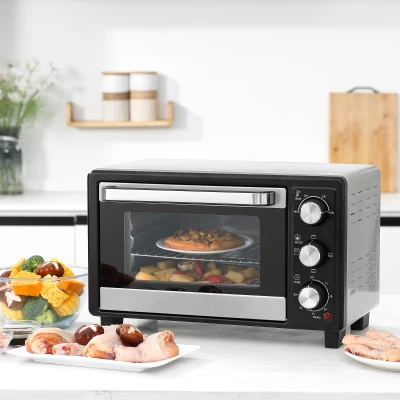 HOMCOM Mini Forno 16L 1400W com 3 Modos de Aquecimento Temperatura até 230°C Temporizador 60 Minutos 44x32x28,1 cm Prata