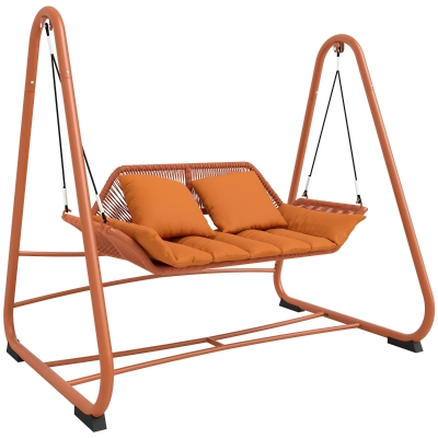 Outsunny Balansoar Hollywood, leagăn de grădină cu perne, cadru, pentru grădină, balcon, 174 x 120 x 162 cm, metal, Teracotă