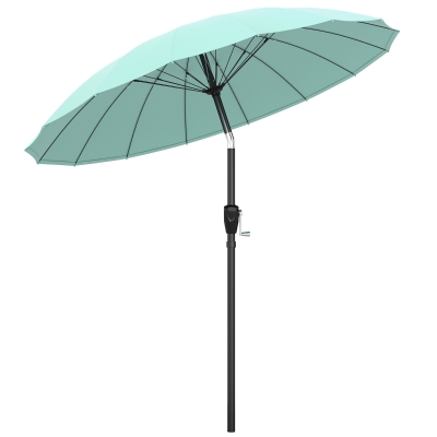 Outsunny Parasol Rond 2m Inclinable Manivelle 16 Baleines Turquoise