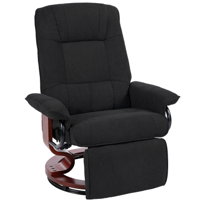 HOMCOM Reclining Armchair with Footrest Linen Black