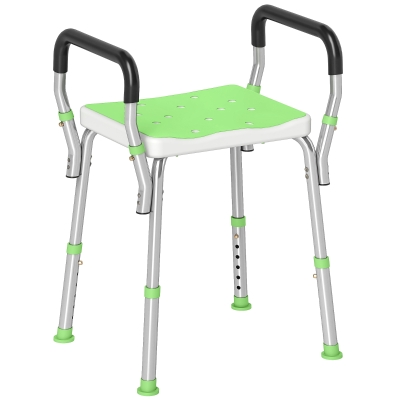 HOMCOM Tabouret Douche Réglable avec Accoudoirs Vert
