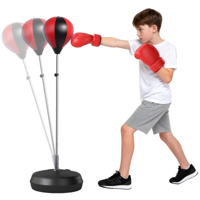 HOMCOM Punching Ball Enfants Gants Pompe Réglable 125-145cm