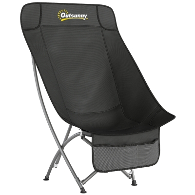 Outsunny Heavy-Duty Folding Camping Chair with Pocket Black