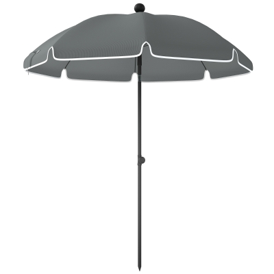 Outsunny Parasol 150cm Gris Foncé Patio et Plage Ajustable