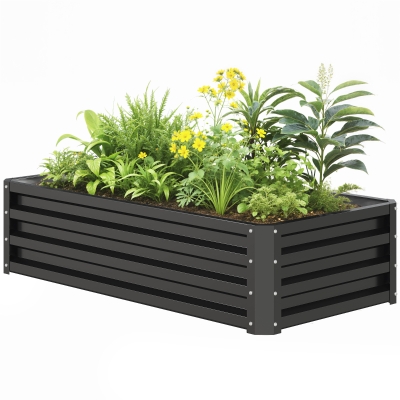 Outsunny Carré Potager Rectangulaire Acier Gris 120x60x30,5 cm