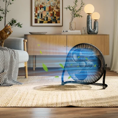 HOMCOM 20" Metal Floor Fan 3-Speed Portable Black