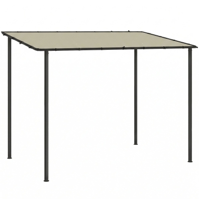 Outsunny Anbaupavillon Pergola mit Metallgestell Dach, wetterfest wandmontiert Pavillon Vordach, 3 x 1,8 x 2,3 m Cremeweiß