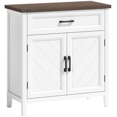 HOMCOM Aparador de sala, móvel de arrumação com 2 portas, gaveta e prateleira ajustável, 76 x 35 x 80 cm, branco