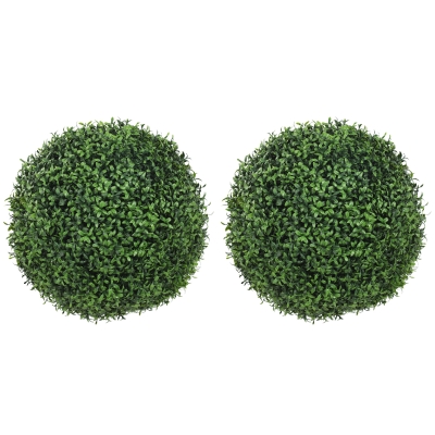 HOMCOM Lot 2 Boules Buis Artificielles 42cm Intérieur/Extérieur