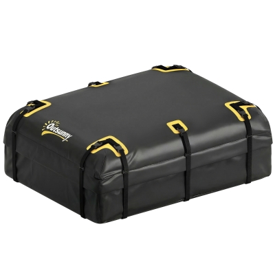 Outsunny Maleta de techo para coche 594,7 L plegable impermeable portaequipajes con alfombrilla antideslizante 10 correas 6 ganchos de puerta