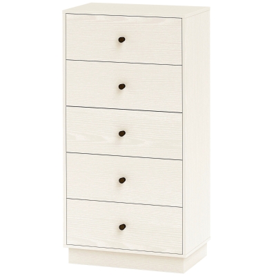 HOMCOM Commode 5 Tiroirs Moderne 47x29x95cm Blanc