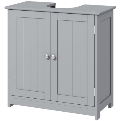 kleankin Meuble Sous-Lavabo 60x30x60 cm Bois Gris 2 Portes