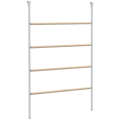 PawHut Percha para Gallinas de 4 Niveles de Madera y Acero para 4-6 Gallinas 140x86 cm para Gallineros de Tubos 25 mm Natural