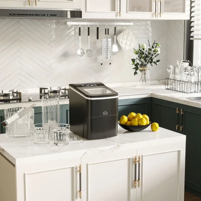 HOMCOM Portable Ice Maker Black 9 Cubes in 8 Minutes