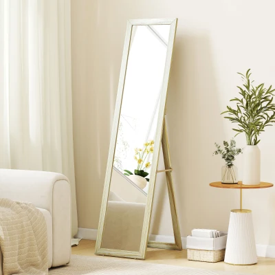 HOMCOM Miroir Pleine Longueur 154cm Bois Naturel Chambre