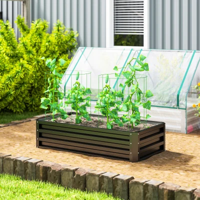 Outsunny Carré Potager Rectangulaire Acier Gris 120x60x30,5 cm