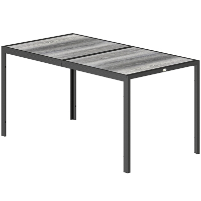 Outsunny Table Jardin Extérieur 4-6 Pers Effet Bois 150x80x74cm Gris