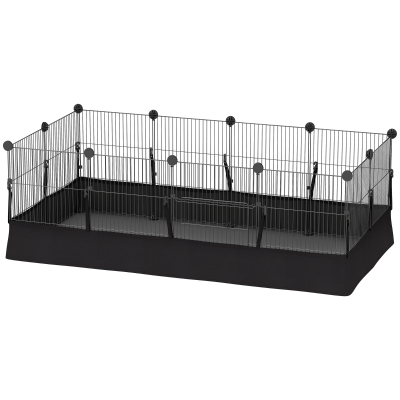 PawHut Enclos 12 Panneaux 120x60x40cm pour Petits Animaux Noir