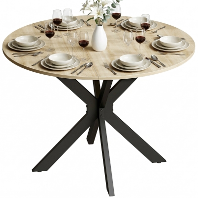 HOMCOM Table Ronde Pliante Bois Naturel Acier Cuisine 2-6 Pers