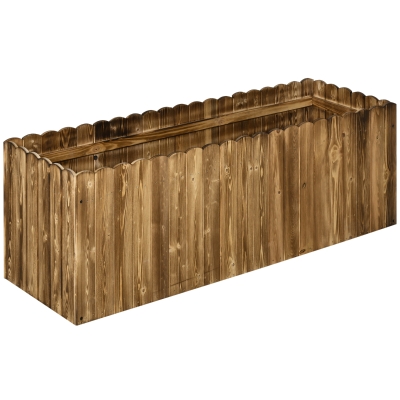 Outsunny Jardinière surélevée en bois, carré potager de jardin pour herbes aromatiques et légumes, 120 x 40 x 40 cm, bois carboni