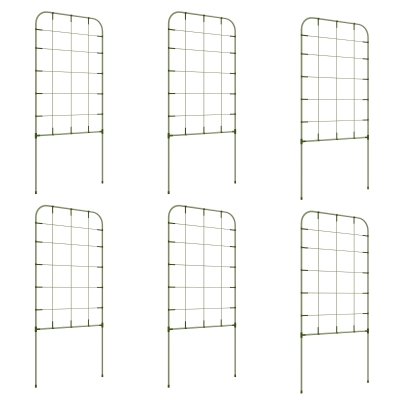 Outsunny Zestaw 6 podpór do roślin, kratka ogrodowa, stabilne wsparcie