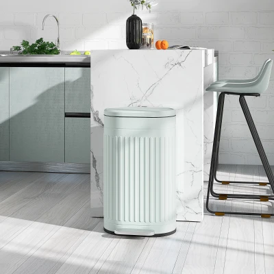 HOMCOM Mülleimer 30L Treteimer mit Deckel Fußpedal herausnehmbarem Inneneimer Soft-Close-Funktion 36,5 x 31,2 x 60,8 cm, Grün