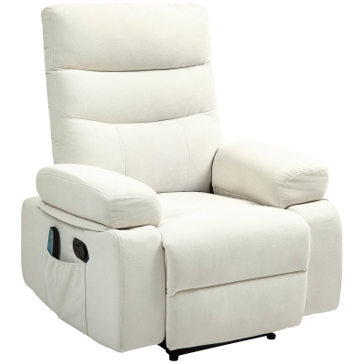 HOMCOM Fauteuil Massage Électrique Inclinable Crème Vibration