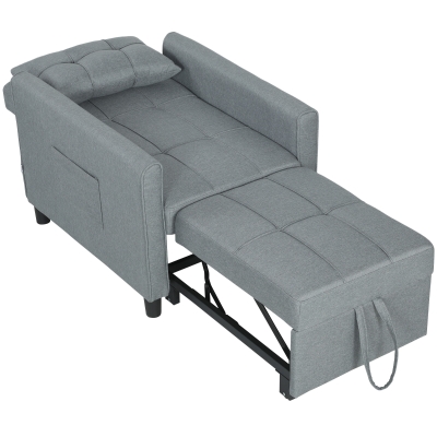 HOMCOM Canapé-Lit Convertible Dossier Réglable Gris