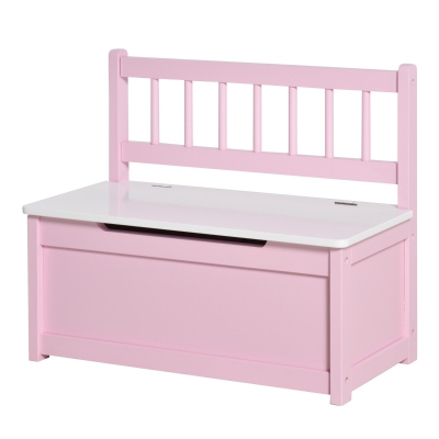 HOMCOM Banc Coffre à Jouet Enfant Rose 60x30x50 cm