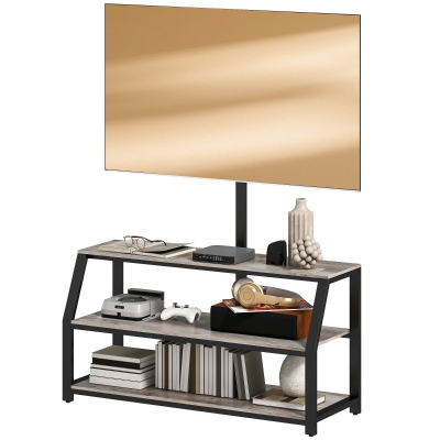 HOMCOM Meuble TV 72" avec 2 Étagères Ouvertes Gris 110x43x150cm