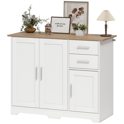 HOMCOM Buffet Salon 100cm Blanc Bois 2 Tiroirs 3 Portes