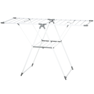 HOMCOM Séchoir à Linge Pliable Métal Blanc 156,5x61,5x97 cm