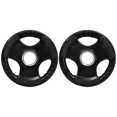 SPORTNOW Disques 2x5kg Caoutchouc Noir Ø50mm 3 Poignées