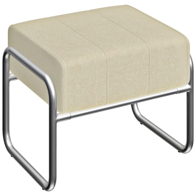 HOMCOM Fußhocker Sitzhocker Dick Gepolstert Hocker mit Chenille-Stoff Stahlbeinen für Schlafzimmer, Beige