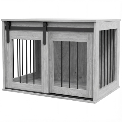 PawHut Cage Chien Métal Effet Bois 80x54x57cm Intérieur