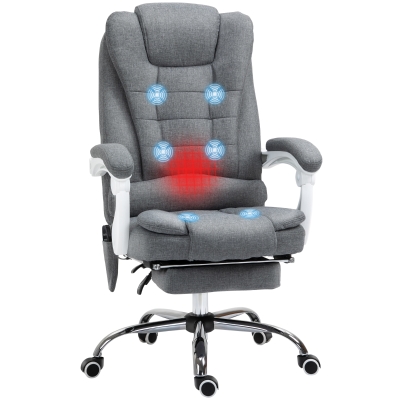 Vinsetto Fauteuil Bureau Massant Chauffant Lin Gris